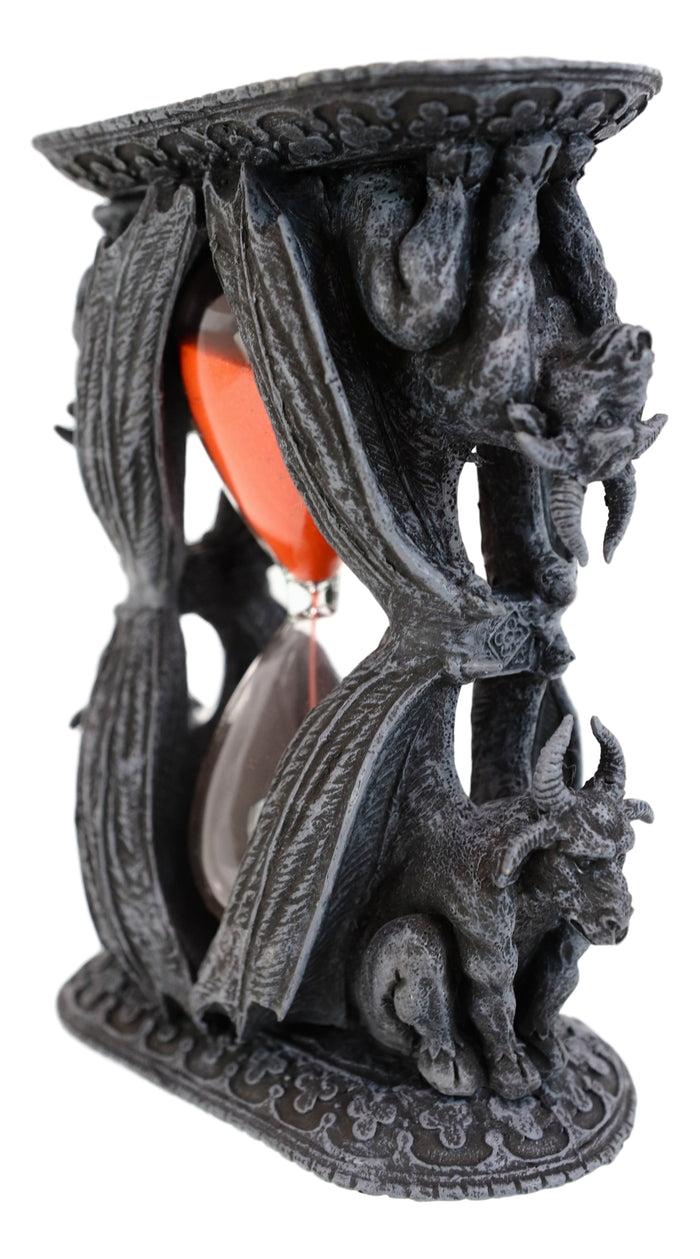 Gothic Guardian Winged Ram Gargoyles Celtic Clover Pillar Sand Timer Figurine