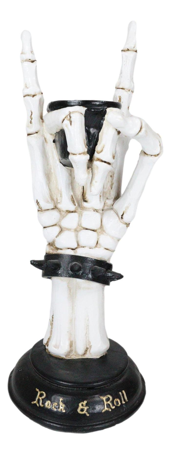Gothic Hand Sign Skeleton Rock & Roll Spiked Bracelet Votive Candle Holder Decor