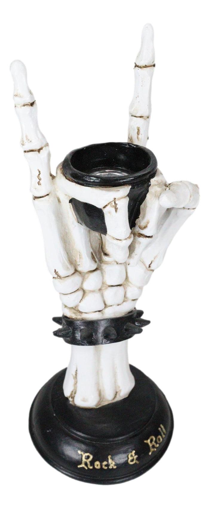 Gothic Hand Sign Skeleton Rock & Roll Spiked Bracelet Votive Candle Holder Decor