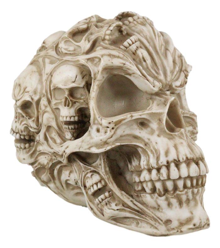 Gothic Morphing Evil Skull With Ghost Spirit Skulls On Its Surface Figurine