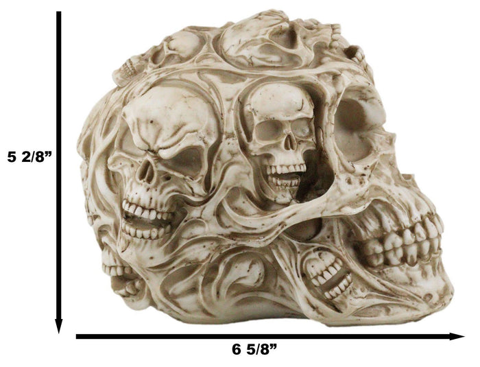 Gothic Morphing Evil Skull With Ghost Spirit Skulls On Its Surface Figurine