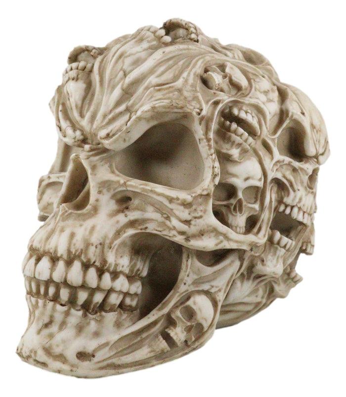 Gothic Morphing Evil Skull With Ghost Spirit Skulls On Its Surface Figurine