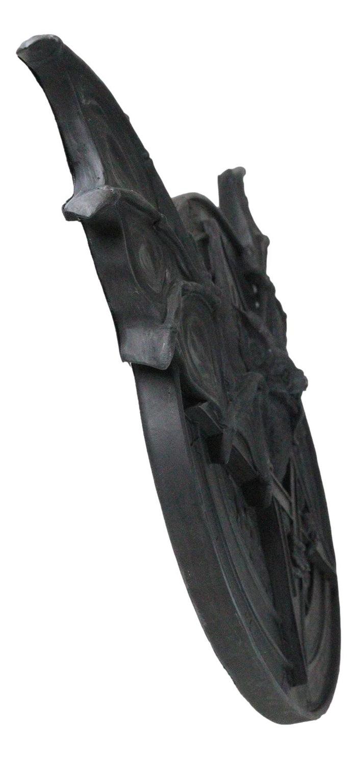 Gothic Nosferatu Black Bat Pentagram With Hell Fire Alchemy Symbols Wall Plaque