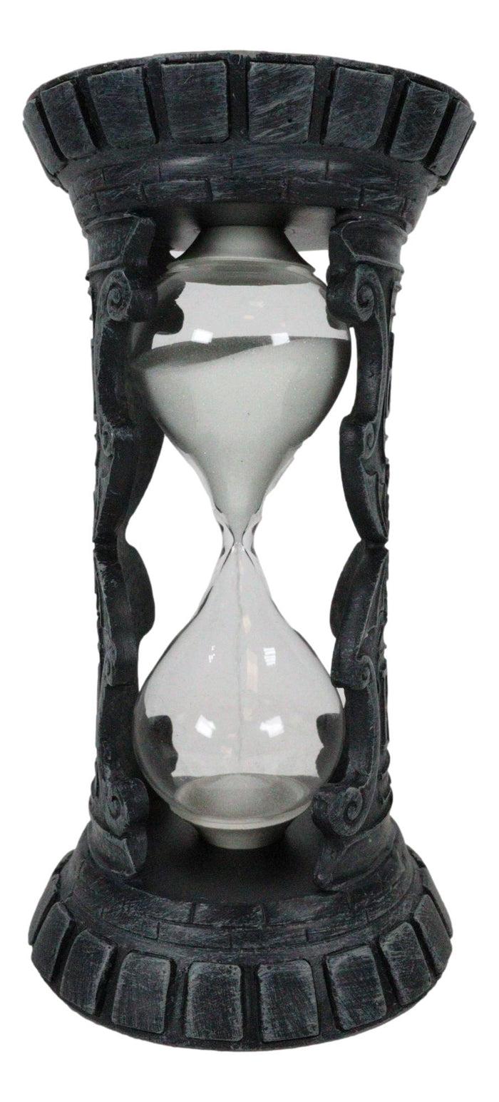 Gothic Pentagram Wicca Circle RIP Bats And Skulls Faux Stone Sand Timer Figurine