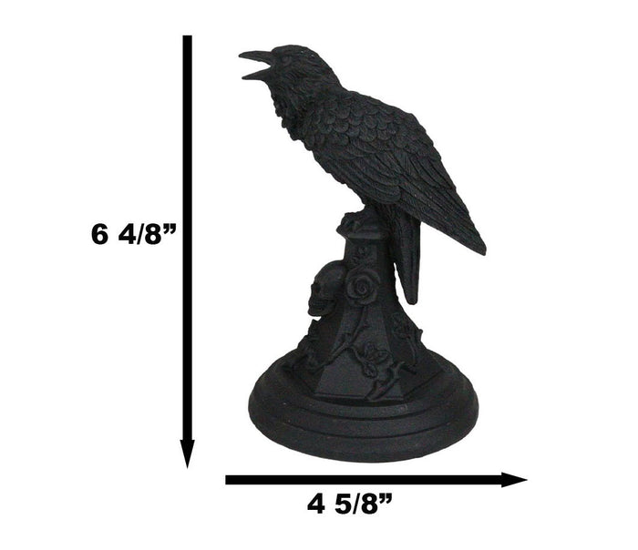 Gothic Poe Raven Crow Black Rose Skull Tombstone Tea Light Votive Candle Holder