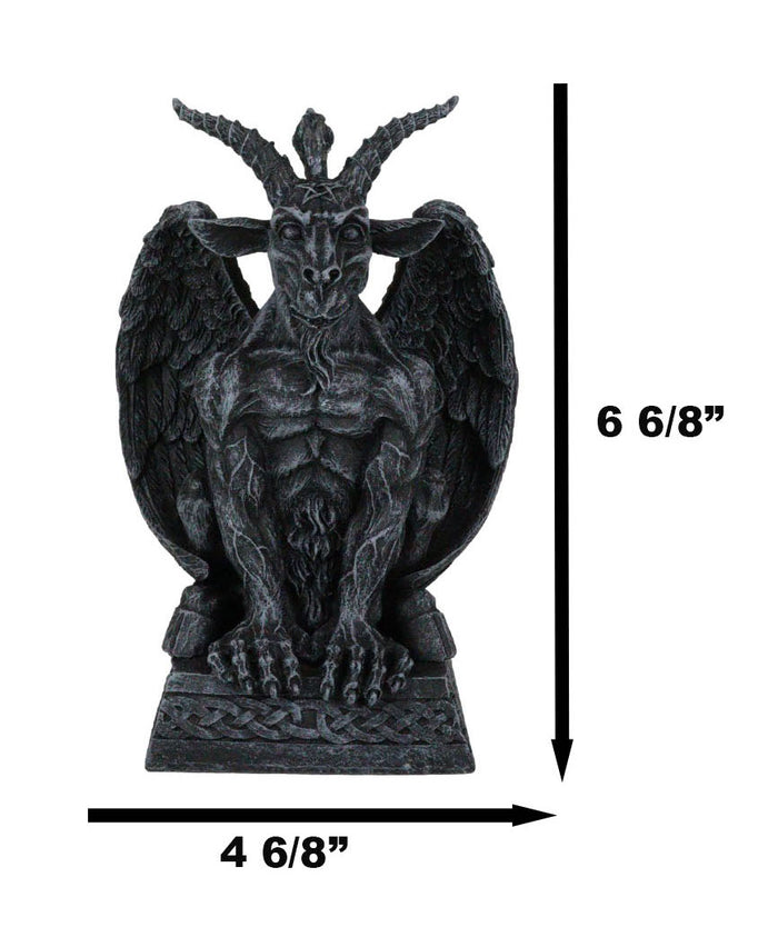 Gothic Sabbatic Goat Winged Baphomet Gargoyle Crouching On Pedestal Figurine