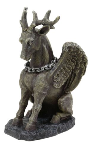 Gothic Sitting Winged Pegasus Stag Horned Gargoyle In Stoic Pose Statue 6.25"H