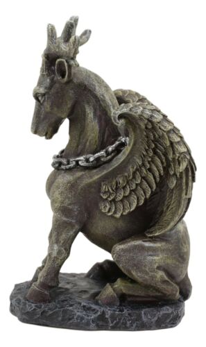 Gothic Sitting Winged Pegasus Stag Horned Gargoyle In Stoic Pose Statue 6.25"H