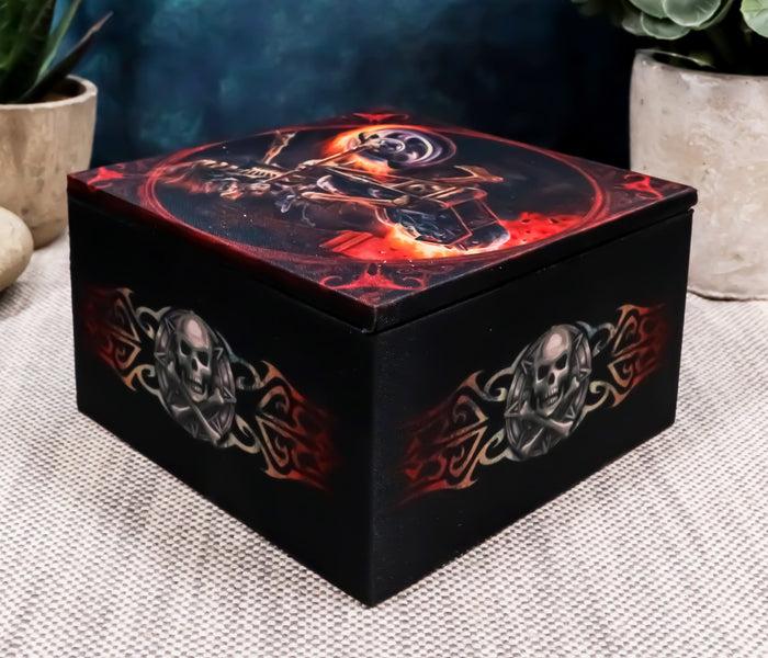 Gothic Skeleton Ghost Hell Rider Biker Hot Fire Decorative Mirror Trinket Box