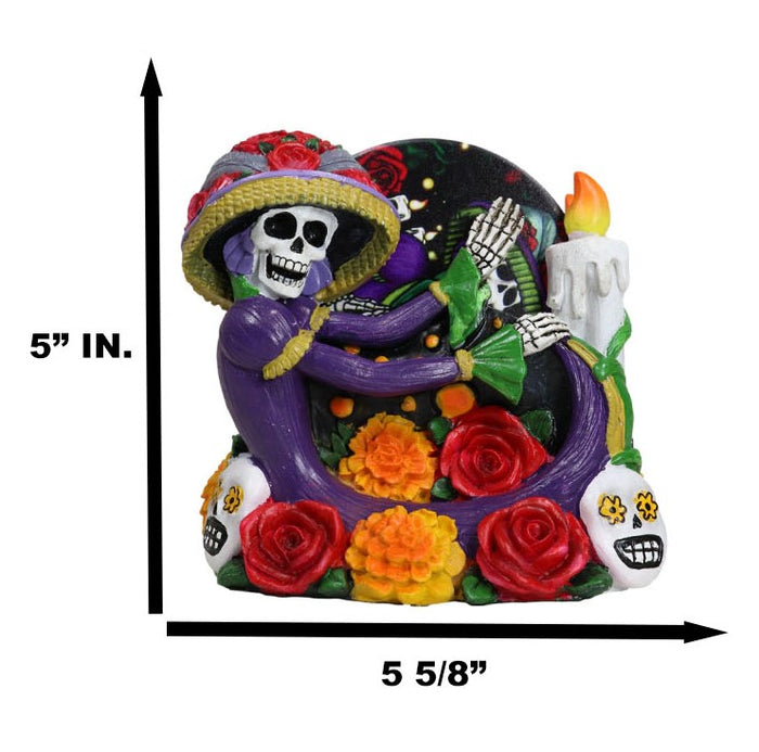 Gothic Sugar Skull Day Of The Dead Roses And Flowers Lady Catrina Coaster Set