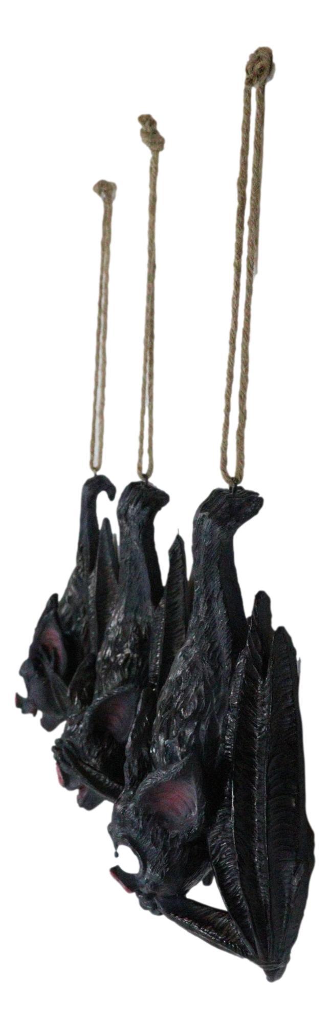 Gothic Vampire See Hear Speak No Evil Comical Bats Hanging Ornament Set Of 3