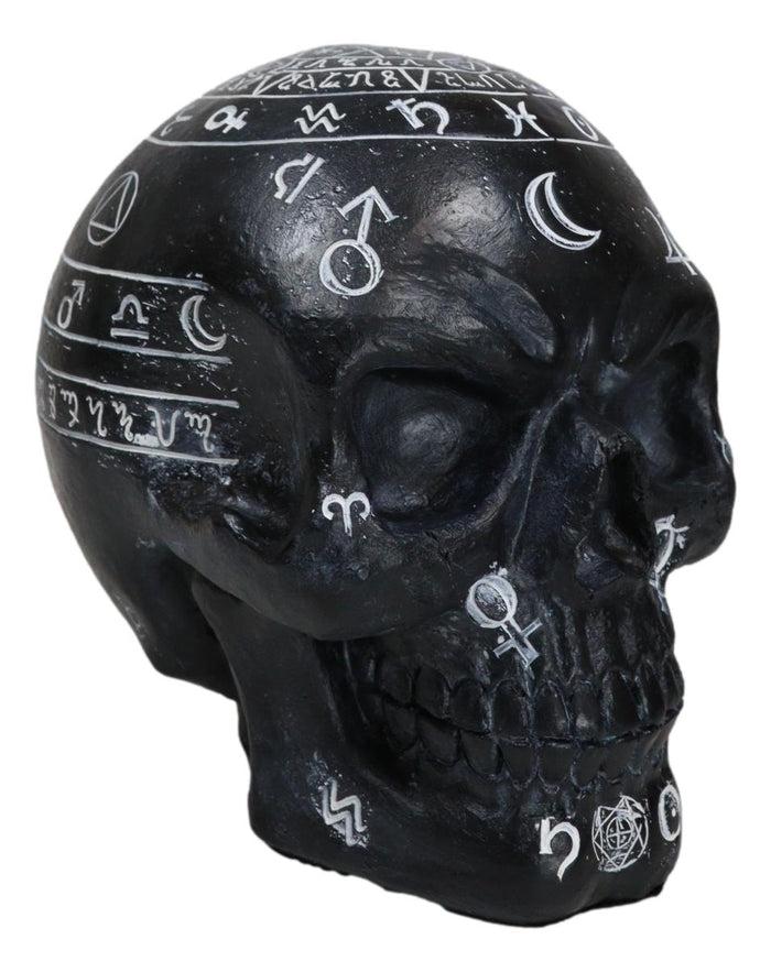 Gothic Wicca Black Mystic Arts Planetarium Zodiac Celestial Ancient Symbols Skull Figurine