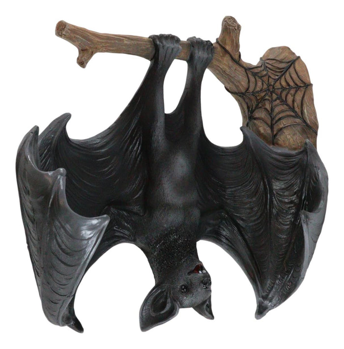 Gothic Winged Vampire Bat By Spider Web Hanging From Branch Wall Hanging Decor