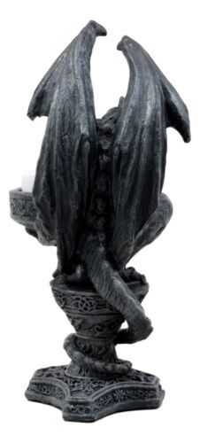 Gothic Wyvern Gargoyle Tea Light Candle Holder Guardian Kneeling Servant Statue