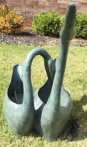 Graceful Mute Swan Lovers Bird Couple Water Fountain And Planter Garden Statue