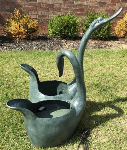 Graceful Mute Swan Lovers Bird Couple Water Fountain And Planter Garden Statue