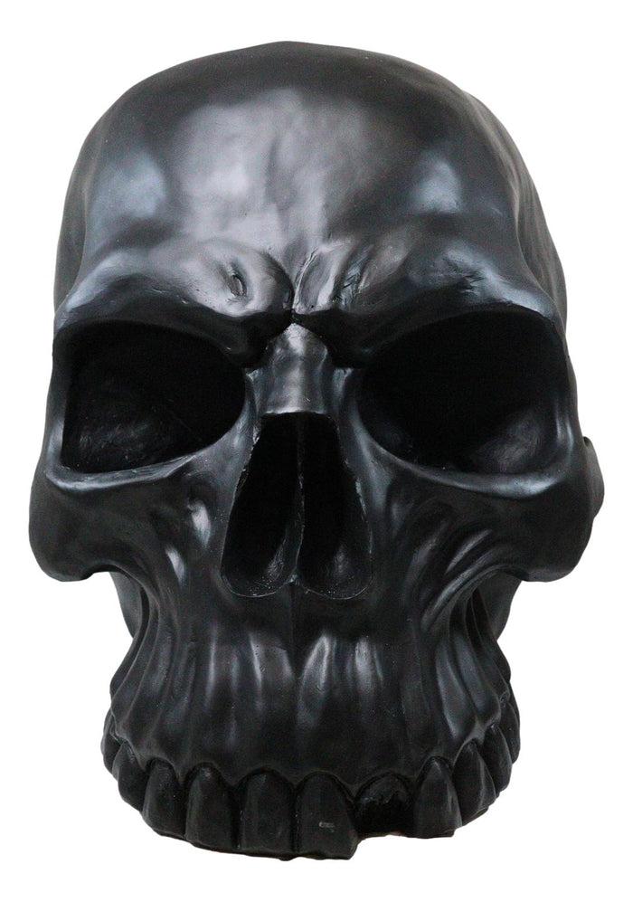 Graveyard Gothic Memento Mori Giant Oversized Sinister Black Skull Statue 23"L