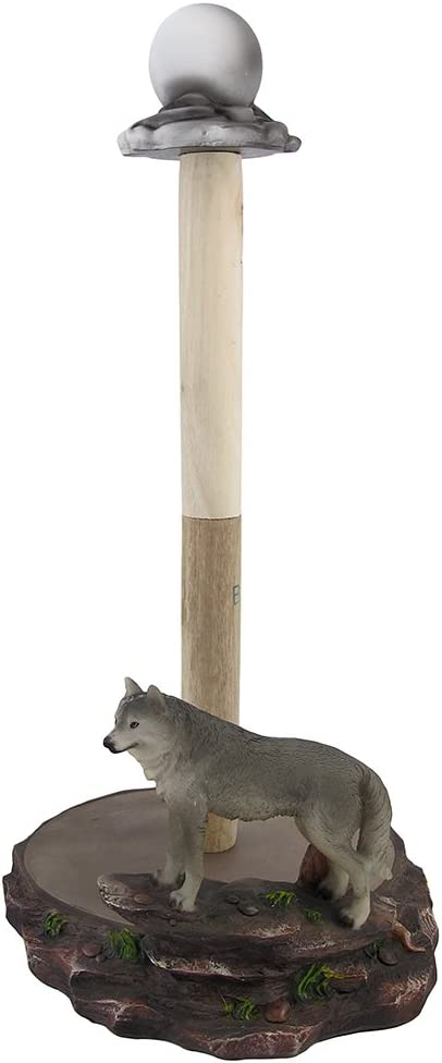 Gray Wolf And Full Moon Paper Towel Holder Kitchen Decor