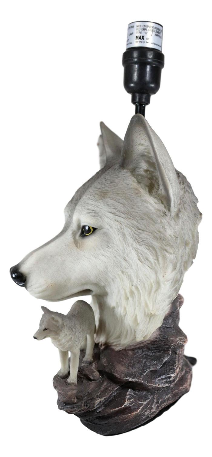Gray Wolf Table Lamp Decor Wildlife Full Moon Howling Timber Wolf Pack