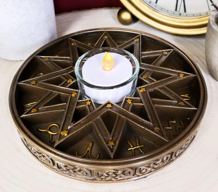 Greek Astrological Horoscopes Zodiac Pentagram Alchemy Votive Candle Holder
