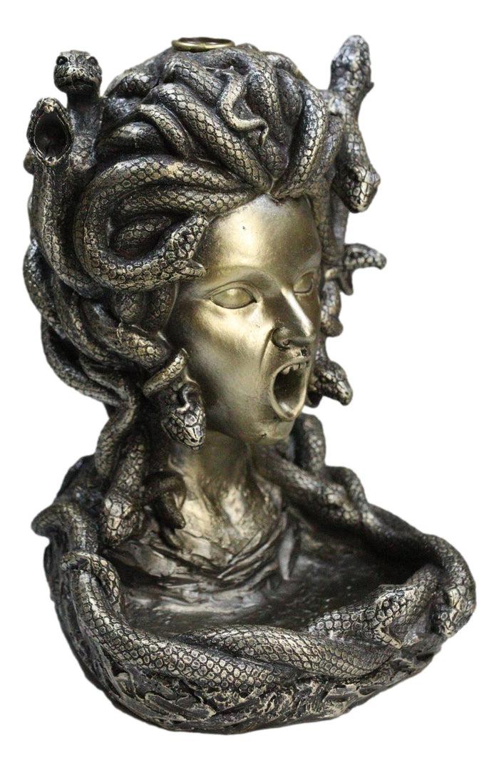 Greek Goddess Medusa With Snake Hairs Backflow Incense Cone Burner Figurine