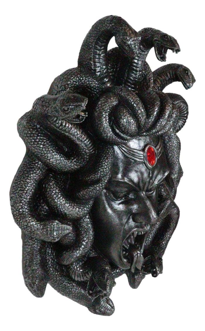 Greek Gorgon Goddess Medusa Head With Hair Of Snakes And Red Gem Wall Decor