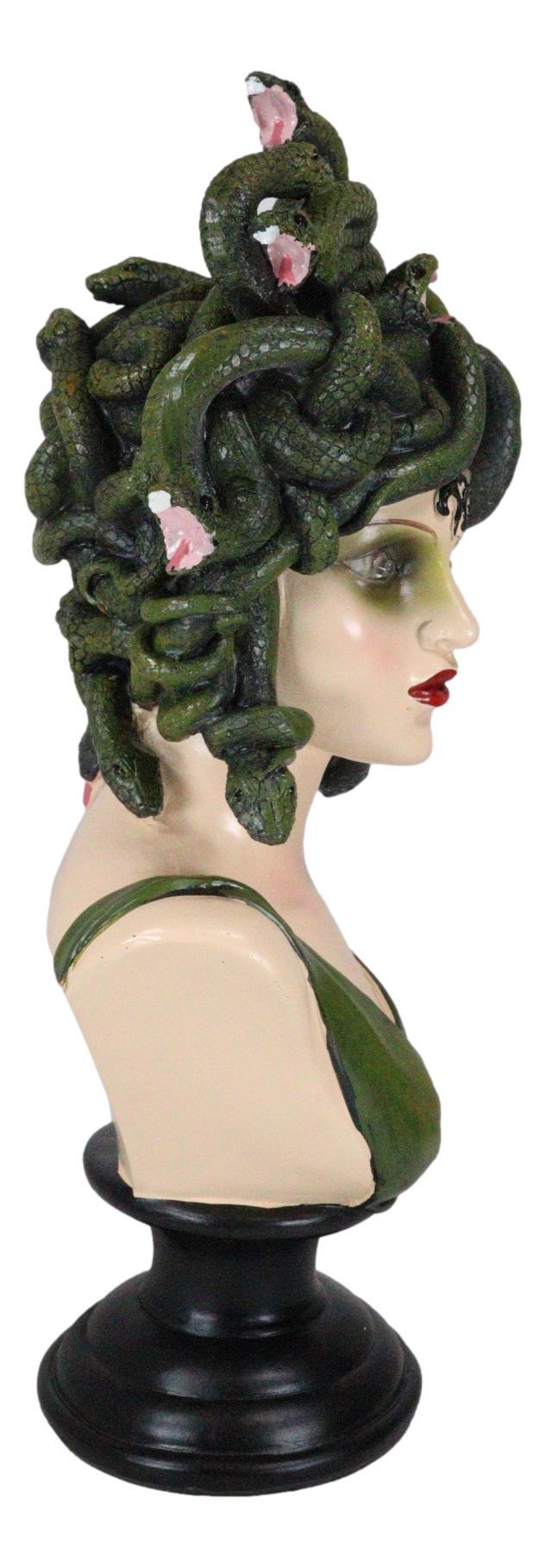Greek Gorgon Sisters Goddess Medusa With Wild Snake Hair And LED Red Eyes Statue