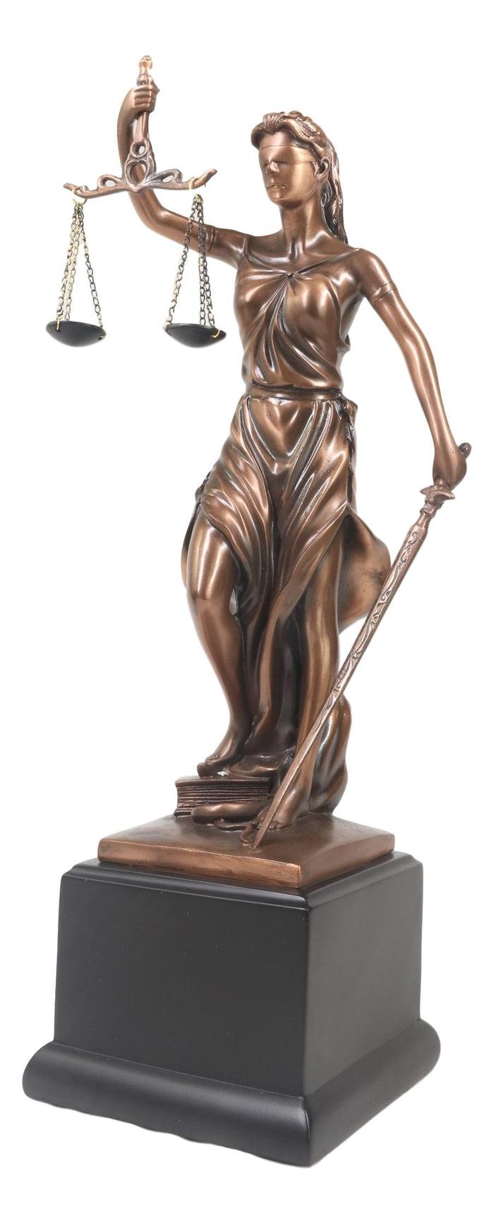 Greek Lady Goddess Of Justice La Justica With Sword And Scales Statue On Base