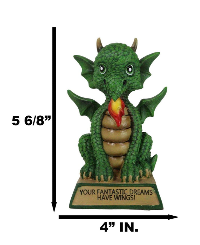 Green Koan Cartoon Chibi Dragon Figurine Your Fantastic Dreams Have Wings