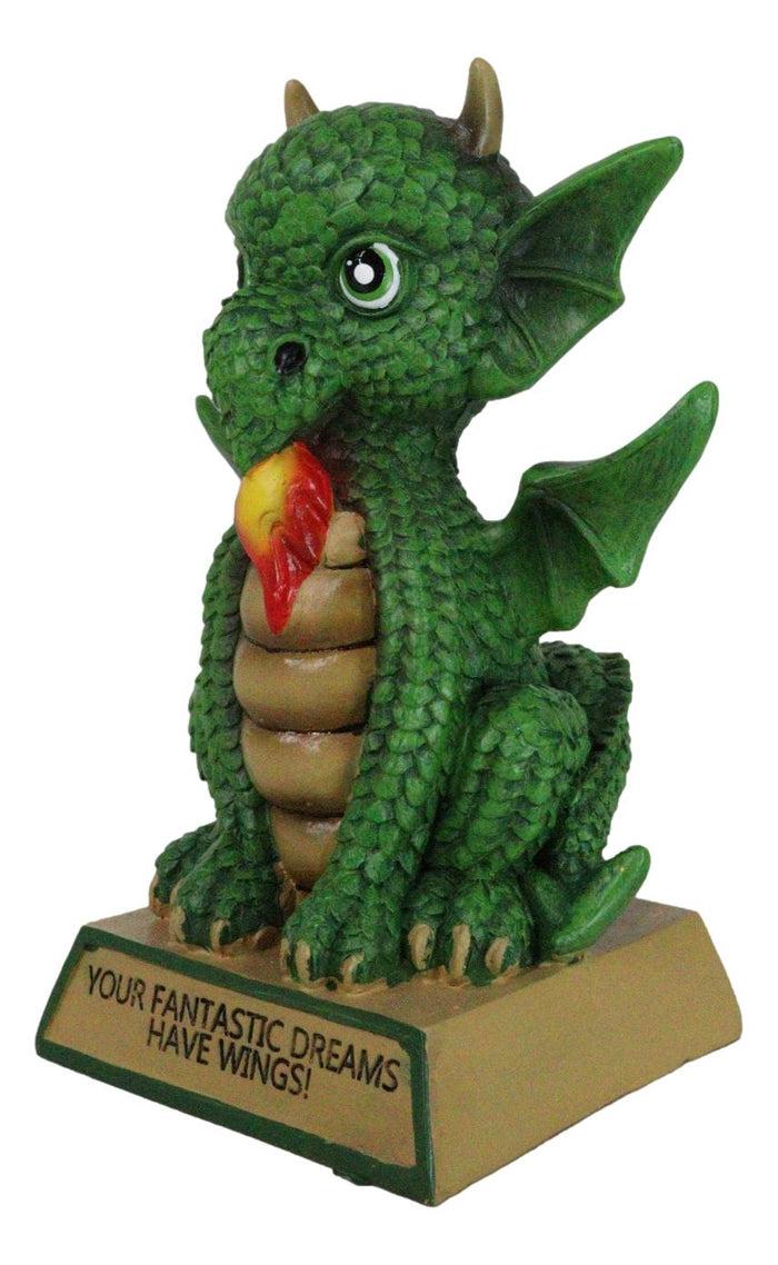 Green Koan Cartoon Chibi Dragon Figurine Your Fantastic Dreams Have Wings