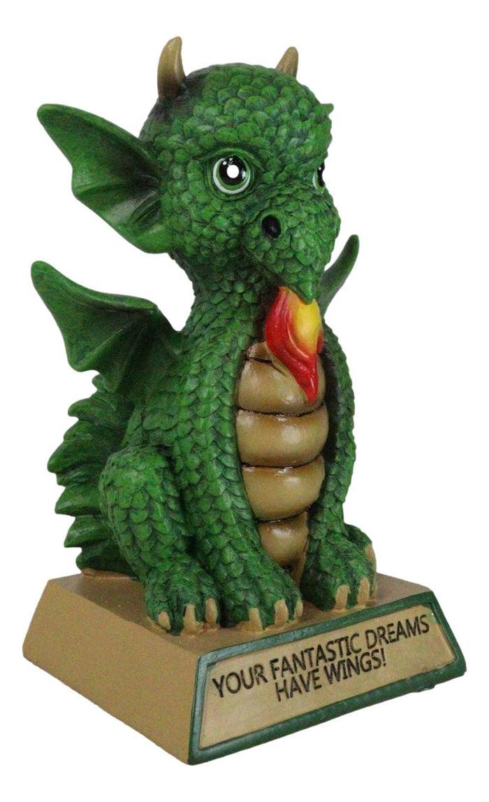 Green Koan Cartoon Chibi Dragon Figurine Your Fantastic Dreams Have Wings