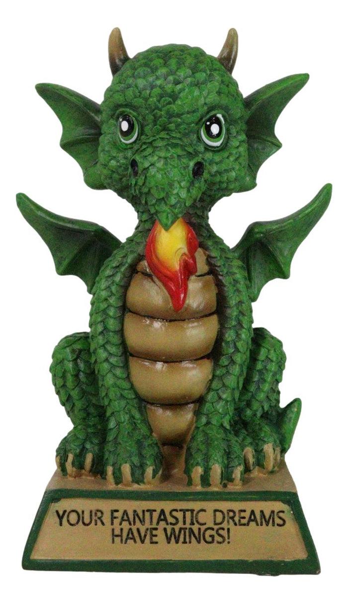 Green Koan Cartoon Chibi Dragon Figurine Your Fantastic Dreams Have Wings