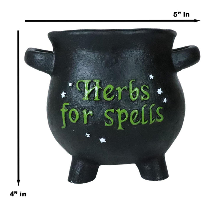 Green Thumb Gardening Black Witchcraft Herbs For Spells Cauldron Planter Pot 5"D