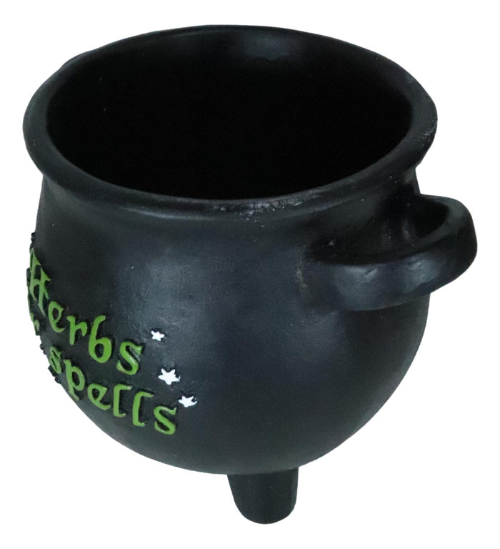 Green Thumb Witch Gardening Black Herbs For Spells Cauldron Planter Pot 7.5"D