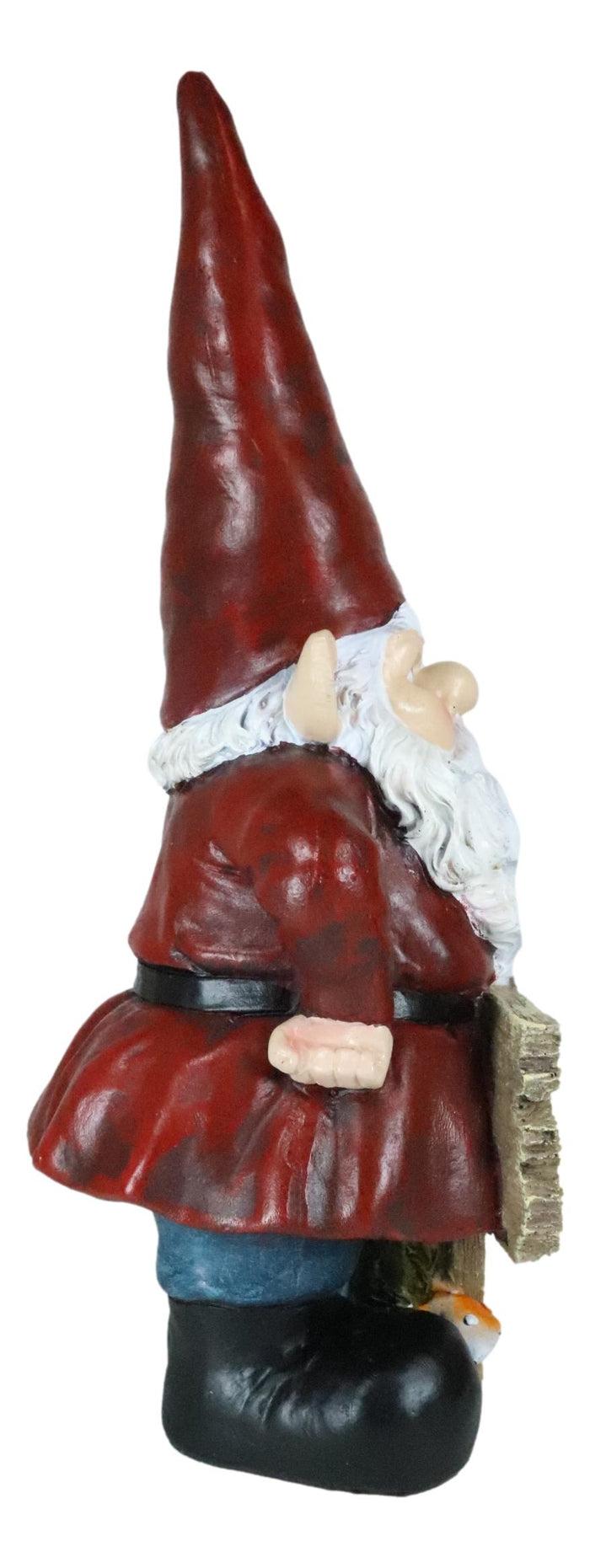 Grumpy Mr Gnome Grandpa With Shovel Standing By 'Go Away ' Yard Sign Figurine