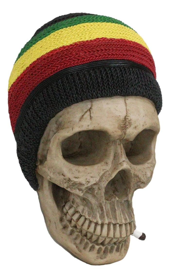 Gypsy Day Of The Dead Rasta Skull With Beanie Hat Smoking Stash Wall Decor