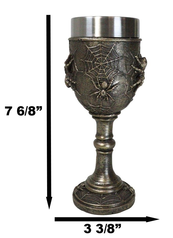 Halloween Spooky Creepy Crawler Arachnid Spider On Web Wine Goblet Chalice