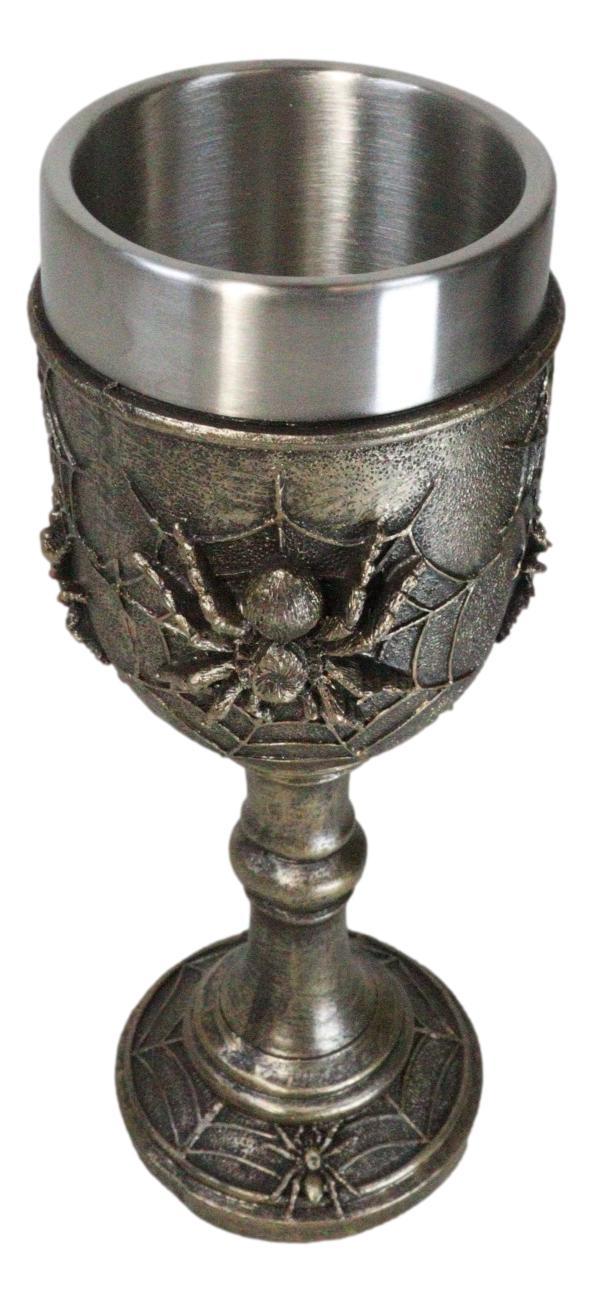Halloween Spooky Creepy Crawler Arachnid Spider On Web Wine Goblet Chalice