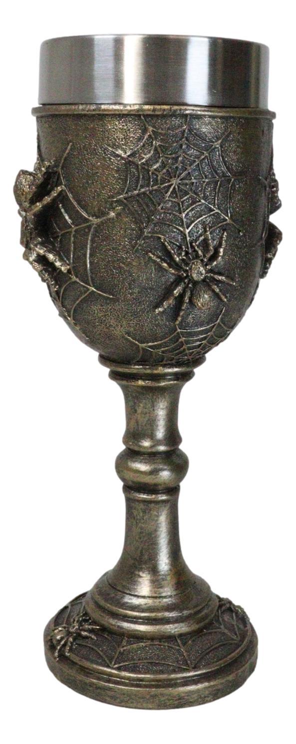 Halloween Spooky Creepy Crawler Arachnid Spider On Web Wine Goblet Chalice