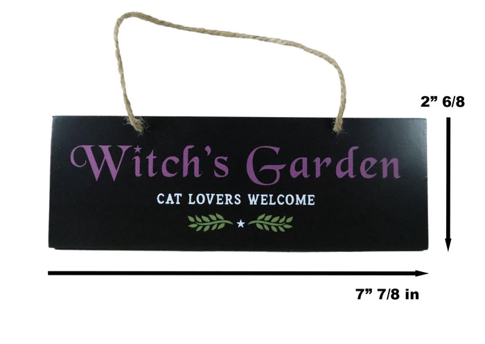 Halloween Witchraft Wicca Witch's Garden Cat Lovers Welcome MDF Wood Wall Sign