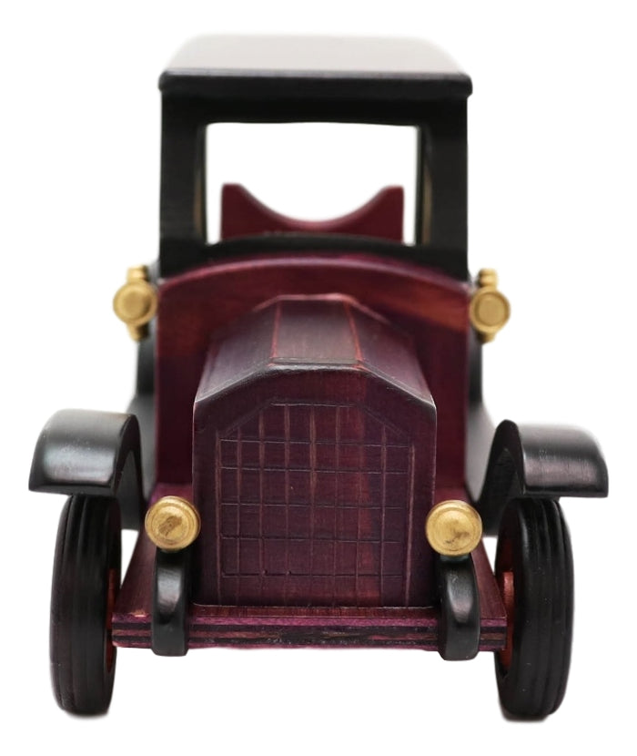 Hand Made Wood Retro Antique Style Purple Model T Sedan Car Wine Holder Figurine