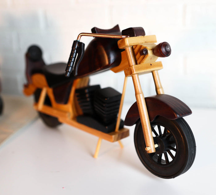 Hand Made Wood Retro Style Flathead Chopper Motorcycle Bike Wine Holder Figurine
