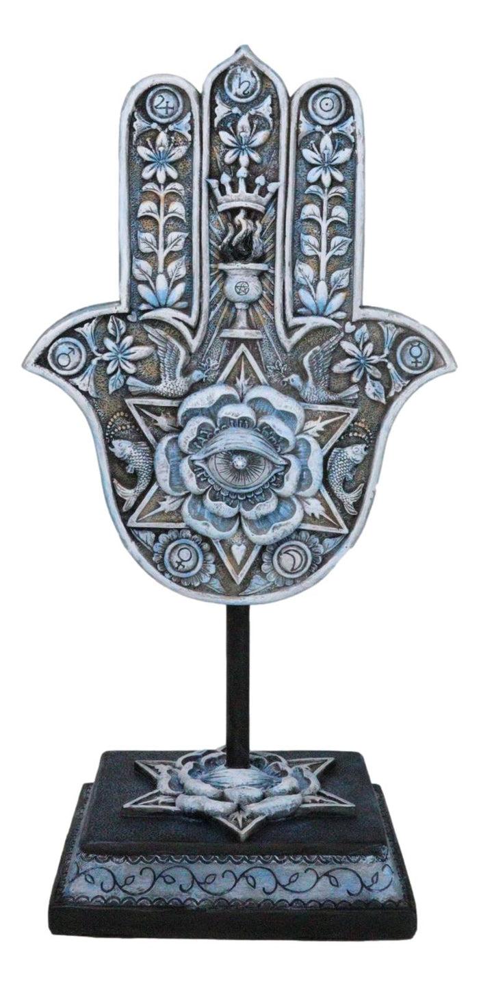 Hand of God Hamsa Palm With Magen David Star Eye of Providence Figurine Plaque