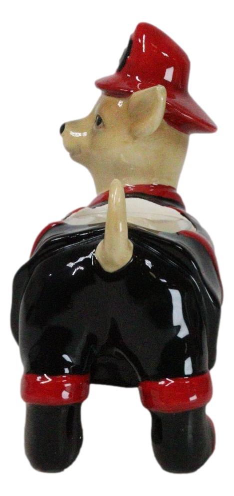 Happy Birthday Fireman Frank In Fire Gear Dog Ceramic Tea Light Candle Holder