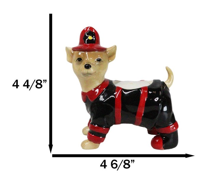Happy Birthday Fireman Frank In Fire Gear Dog Ceramic Tea Light Candle Holder