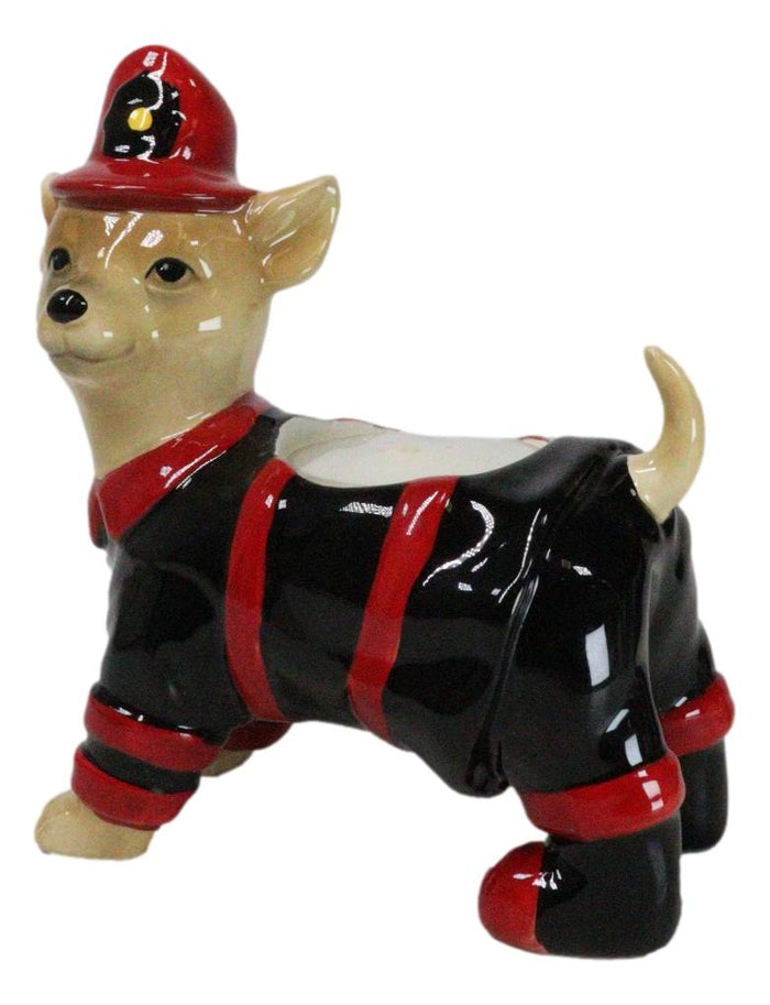 Happy Birthday Fireman Frank In Fire Gear Dog Ceramic Tea Light Candle Holder