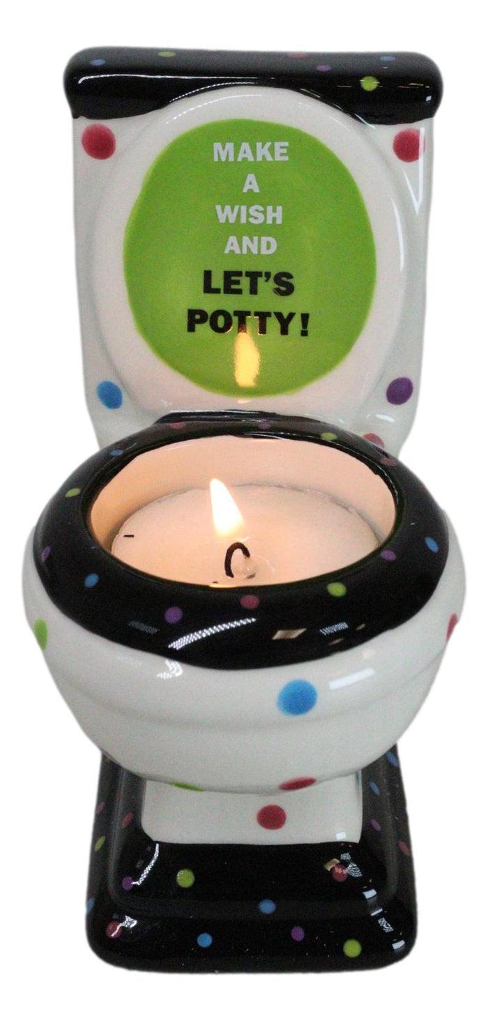 Happy Birthday Make A Wish And Let's Potty Ceramic Tea Light Candle Holder