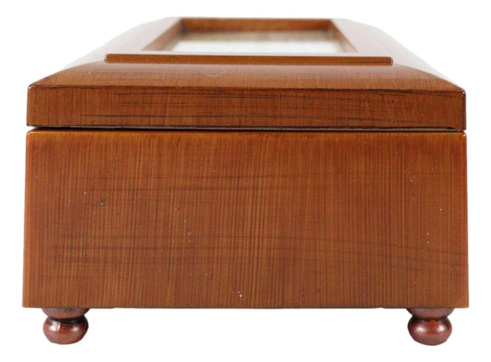 Happy Fiftieth 50th Anniversary Polished Burlwood With Trinket Wind Up Music Box