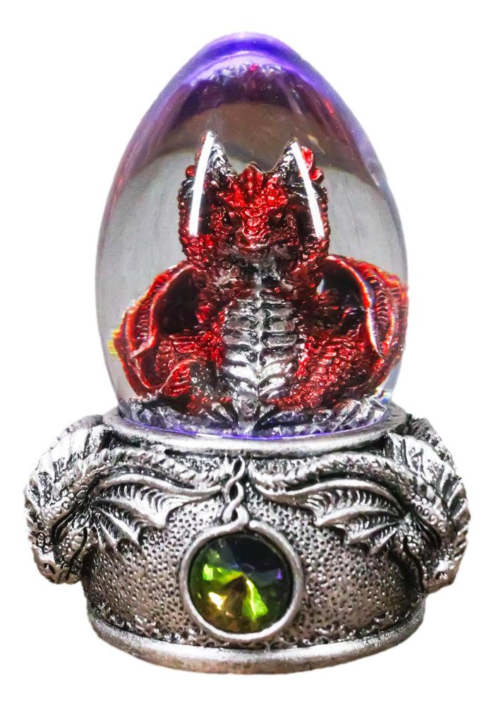 Hear No Evil Red Wyrmling Dragon In Colorful LED Acrylic Glass Egg Figurine Hear No Evil Red Wyrmling Dragon In Colorful LED Acrylic Glass Egg Figurine