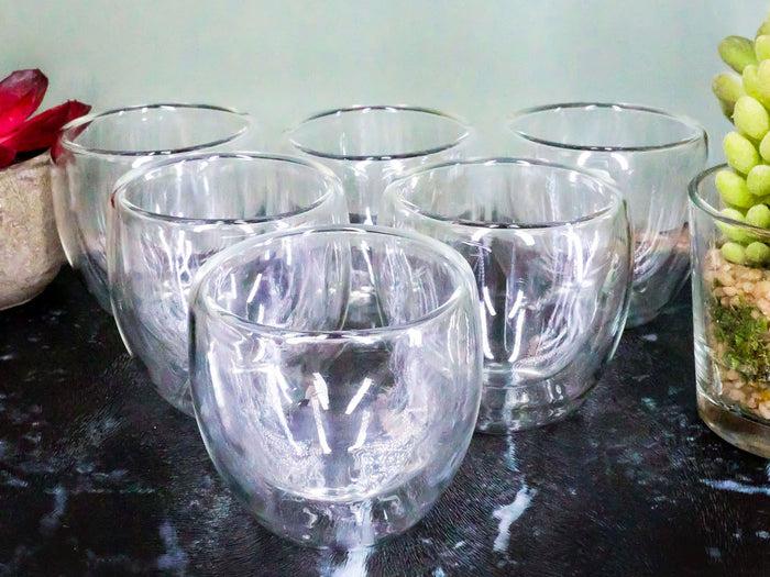 Heat Thermal Resistant Double Wall Glass Sake Or Tea Cup Set Of 6 Shot Cups 3oz